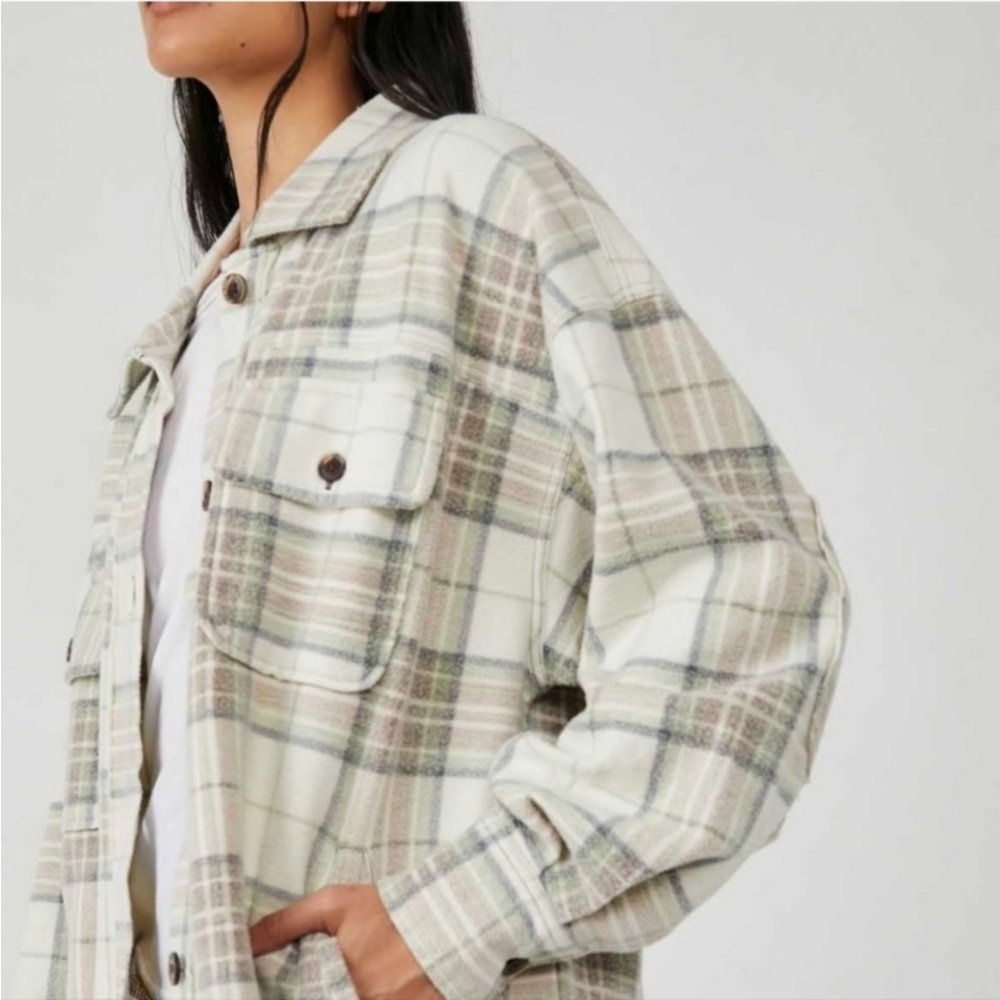 We The Free Plaid Long Ruby Jacket Pistachio Combo free people super soft small - Picture 4 of 8